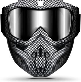 img 4 attached to Detachable Face Mask Motorcycle Helmet Riding Goggles Glasses with Removable, Fog-proof Warm Goggles, Adjustable Non-slip Strap, Vintage Bullet Fight Motocross Design