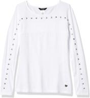 bebe girls girls' long sleeve studded top - stylish and trendy shirt for girls logo