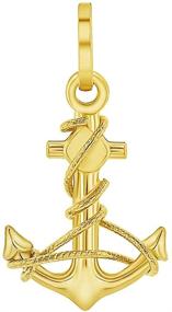 img 2 attached to 14K Yellow Gold Polished Navy ⚓ Anchor Pendant with Rope Charm - Jewelry America