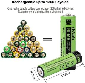 img 2 attached to 🔋 6-Pack of iMah AA Rechargeable Ni-MH Batteries for Solar Lights, Garden Lamps, Remotes, Mice, and Household Devices - 1.2V 1300mAh
