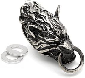 img 4 attached to 🐺 CRAFTMEMORE Wolf Fenrir Fire Concho: Stylish Silver Screw Back Wallet Connector Key Chain (Set of 2)