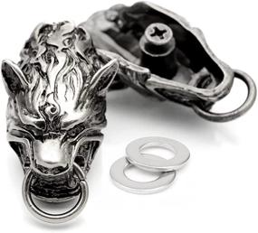 img 2 attached to 🐺 CRAFTMEMORE Wolf Fenrir Fire Concho: Stylish Silver Screw Back Wallet Connector Key Chain (Set of 2)