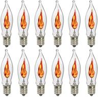 flicker flame light bulbs: 12-pack clear flame tip candelabra replacement bulbs with flickering orange glow - 1w/120v e12 flame candelabra base logo