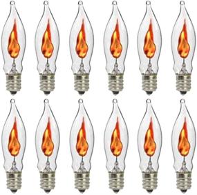 img 4 attached to Flicker Flame Light Bulbs: 12-Pack Clear Flame Tip Candelabra Replacement Bulbs with Flickering Orange Glow - 1W/120V E12 Flame Candelabra Base