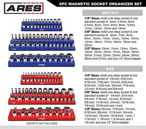 img 3 attached to 🔧 Organize Your Toolbox with ARES 60058-6-Pack Set Metric and SAE Magnetic Socket Organizers - Blue and Red!