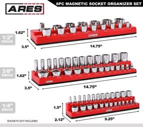 img 1 attached to 🔧 Organize Your Toolbox with ARES 60058-6-Pack Set Metric and SAE Magnetic Socket Organizers - Blue and Red!