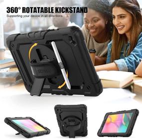 img 2 attached to 📱 SEYMAC Samsung Galaxy Tab A 8.0 (T290/T295) 2019 Case - Full Body Protection with Built-in Screen Protector - 360 Rotating Hand Strap, Stand, Shoulder Strap & Pen Holder - Black