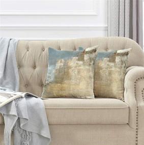 img 3 attached to 🎨 Alricc Grey and Beige Abstract Art Contemporary Pillow Cover Set of 2 - Modern Neutral Decorative Throw Pillows for Bedroom, Sofa, and Living Room - 18 x 18 Inch Cushion Cover