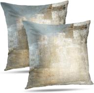 🎨 alricc grey and beige abstract art contemporary pillow cover set of 2 - modern neutral decorative throw pillows for bedroom, sofa, and living room - 18 x 18 inch cushion cover логотип