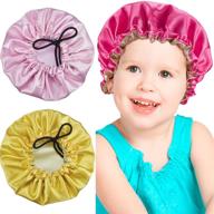 🎀 comfortable adjustable satin sleeping cap for kids - 3 piece set in classic colors logo