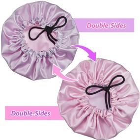 img 3 attached to 🎀 Comfortable Adjustable Satin Sleeping Cap for Kids - 3 Piece Set in Classic Colors