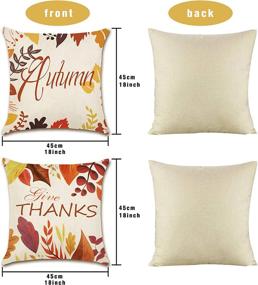 img 2 attached to 🍂 Set of 4 Thanksgiving Pillow Covers 18x18 - Foliage Harvest Design, Fall Leaf Pillows with Colorful Quotes, Country Style Autumn Home Decor Cushion Cases