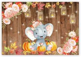 img 4 attached to 🐘 Captivating Floral Elephant Party Backdrop: Autumn Rustic Wooden Floor Design for Princess Girl Baby Shower, Birthday Photography, and Fall-themed Celebrations – Adorned with Maple Leaves, Pumpkins, and Cake Table Decoration – Banner Photo Booth Option Included