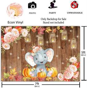 img 3 attached to 🐘 Captivating Floral Elephant Party Backdrop: Autumn Rustic Wooden Floor Design for Princess Girl Baby Shower, Birthday Photography, and Fall-themed Celebrations – Adorned with Maple Leaves, Pumpkins, and Cake Table Decoration – Banner Photo Booth Option Included