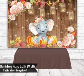 img 2 attached to 🐘 Captivating Floral Elephant Party Backdrop: Autumn Rustic Wooden Floor Design for Princess Girl Baby Shower, Birthday Photography, and Fall-themed Celebrations – Adorned with Maple Leaves, Pumpkins, and Cake Table Decoration – Banner Photo Booth Option Included