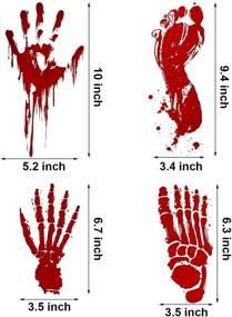 img 2 attached to 🧟 Ужасающий Хэллоуин: Роскошные наклейки с кровавыми отпечатками рук и ног LUKAT для создания жуткой оконной декорации - украшение для зомби-вечеринок и стены.