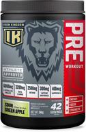 🍏 iron kingdom sour green apple pre workout powder: enhanced energy boost with amino acids for men and women (42 servings) logo