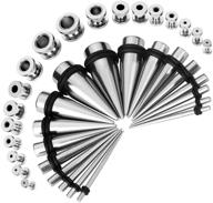 bodyj4you 36 piece ear stretching kit 14g-00g surgical steel taper screw fit tunnel plug jewelry logo