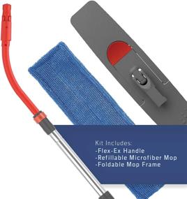 img 2 attached to 🧹 FAYINA Flex-EX Flat Floor Mop - Premium Washable & Reusable Microfiber and Scrub Pads, Flexible Stainless Steel Handle Extends up to 85 inches - Ideal for Hardwood, Laminate, and Tile Flooring