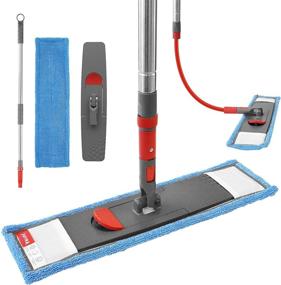 img 4 attached to 🧹 FAYINA Flex-EX Flat Floor Mop - Premium Washable & Reusable Microfiber and Scrub Pads, Flexible Stainless Steel Handle Extends up to 85 inches - Ideal for Hardwood, Laminate, and Tile Flooring