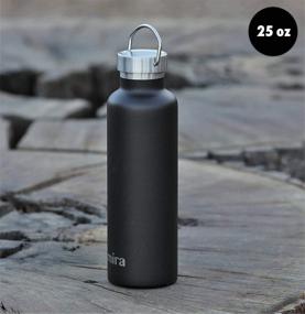 img 3 attached to 🌊 MIRA Insulated Stainless Steel Water Bottle - Alpine Vacuum Insulated Thermos Flask - 25 oz - Keeps Water Cold for 24 Hours, Hot for 12 Hours - BPA-Free Cap - Black - Hydro Bottle with 2 Lids