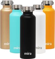 🌊 mira insulated stainless steel water bottle - alpine vacuum insulated thermos flask - 25 oz - keeps water cold for 24 hours, hot for 12 hours - bpa-free cap - black - hydro bottle with 2 lids логотип