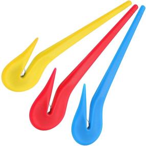 img 4 attached to Teenitor 3 Pcs Elastic Hair Bands Remover Cutter: Pain-Free Ponytail Remover Tool in Blue, Red, and Yellow