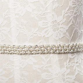 img 1 attached to 💎 Ravishing Rhinestone Pearls: Elegant Thin Creamy Sash Belt for Wedding - Ideal for Brides and Bridesmaids