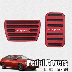 img 4 attached to High-quality Gas Pedal Covers Kit for Honda 10th and 11th Civic - Anti-Slip, No Drilling, Red, Aluminium Alloy (2016-2020, 2022)