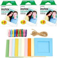 📷 deluxe accessory bundle: 3x fujifilm instax square instant film (60 exposures) + assorted color hanging photo frames for square film logo