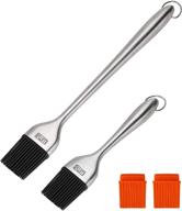 🔶 rwm basting brush - grilling bbq baking, pastry, and oil stainless steel brushes with backup silicone brush heads (orange) for kitchen cooking & marinating, dishwasher safe logo