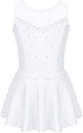 👗 moily girls' sparkling rhinestone mesh ice skating dress: elegant ballet tank leotard dancewear with back splice logo