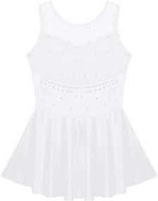 img 1 attached to 👗 Moily Girls' Sparkling Rhinestone Mesh Ice Skating Dress: Elegant Ballet Tank Leotard Dancewear with Back Splice