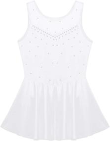 img 2 attached to 👗 Moily Girls' Sparkling Rhinestone Mesh Ice Skating Dress: Elegant Ballet Tank Leotard Dancewear with Back Splice