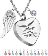 💖 heart urn necklace for ashes with 12 birthstones - cremation jewelry for ashes - your wings were ready, my heart was not: an seo-friendly product title logo