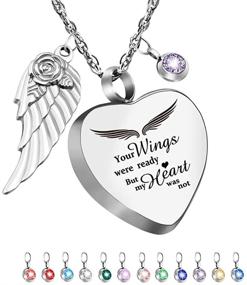 img 4 attached to 💖 Heart Urn Necklace for Ashes with 12 Birthstones - Cremation Jewelry for Ashes - Your Wings Were Ready, My Heart Was Not: An SEO-friendly Product Title