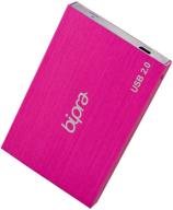 bipra 500gb slim usb 2.0 external pocket hard drive - sweet pink - fat32 logo