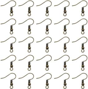 img 4 attached to 🎣 Hypoallergenic French Ear Wires: TOAOB 100pcs Earring Hooks with Ball and Coil - Antique Bronze Fish Hook Earrings Making Supplies and Jewelry Findings (18mm)