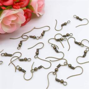 img 2 attached to 🎣 Hypoallergenic French Ear Wires: TOAOB 100pcs Earring Hooks with Ball and Coil - Antique Bronze Fish Hook Earrings Making Supplies and Jewelry Findings (18mm)