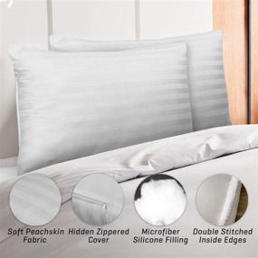 img 2 attached to Luxury Plus Queen Pillows 4 Pack: Premium Cotton Cover, Hotel-Grade Pillows for All Sleep Positions, Down Alternative Microfiber Filling - Soft Plush Washable Pillows Set of 4