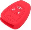 segaden silicone cover protector case holder skin jacket compatible with chrysler dodge jeep remote key fob cv4751 red logo