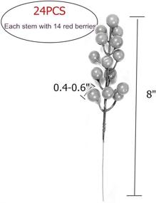 img 2 attached to 🎄 Сверкающие серебряные рождественские ягоды: 24 искусственных ветки для праздничных украшений елки, хобби и домашнего интерьера.
