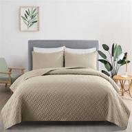 pinzon lightweight microfiber coverlet bedding set - quilt stitched pattern, full/queen size, khaki - from amazon brand logo