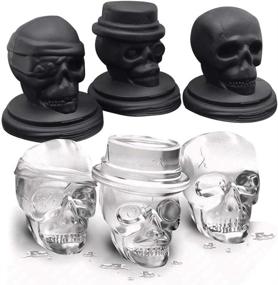 img 4 attached to Spooky Skull Ice Mold: Create Large Round Ice Cubes with 3D Flexibility – Perfect for Holiday Parties and Halloween, 3 Pack in Black