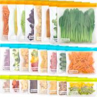 👜 24 pack bpa free reusable food storage bags: resealable lunch bags for meat, fruit, veggies - flat freezer bags (8 gallon + 8 sandwich + 8 snack bags) логотип