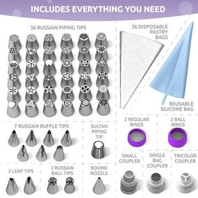 img 2 attached to 🎂 Russian Piping Tips Set - Unique Gift Idea - 93-Piece Cake Decorating Baking Supplies Kit - 36 Russian Tulip Icing Frosting Nozzles