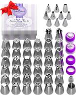 🎂 russian piping tips set - unique gift idea - 93-piece cake decorating baking supplies kit - 36 russian tulip icing frosting nozzles logo