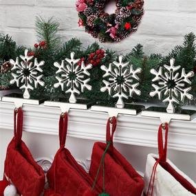 img 3 attached to 🎄 Metal Stocking Holder Stand - Pack of 4 Snowflakes Christmas Stocking Hanger Hooks - Sliver 3D Sturdy Stocking Hook Ornaments for Fireplace Mantle, Tables, Window - Ideal Home Decoration