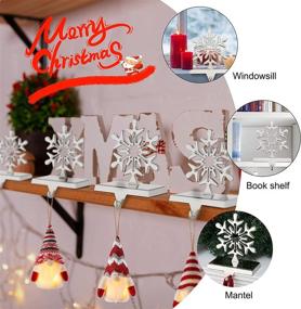 img 1 attached to 🎄 Metal Stocking Holder Stand - Pack of 4 Snowflakes Christmas Stocking Hanger Hooks - Sliver 3D Sturdy Stocking Hook Ornaments for Fireplace Mantle, Tables, Window - Ideal Home Decoration