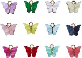 img 4 attached to 🦋 Vibrant 24-Piece Acrylic Butterfly Charms: Perfect for DIY Necklace, Bracelet, and Jewelry Making Projects